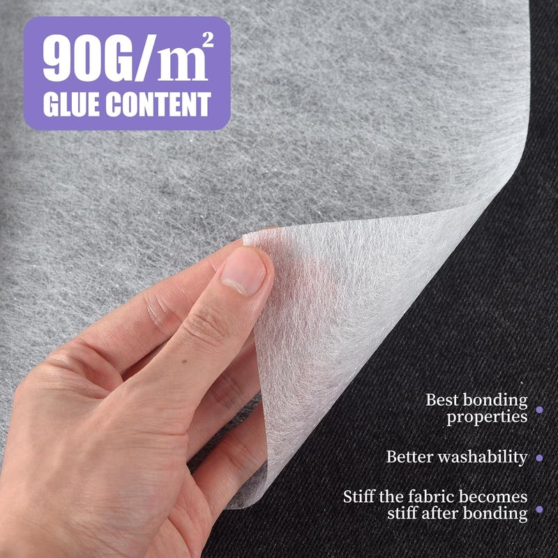 Nseamera شريط تداخل لاصق مزدوج الجوانب للخياطة، لاصق فائق الوزن 90 جرام، 11.8"×5 ياردات، شريط لاصق قابل للغسل لتطبيق الأقمشة، والتطريز، والحرف اليدوية - Image 4